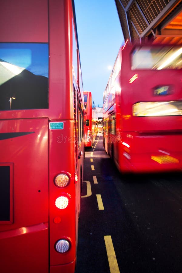 Red bus traffic by night in London royalty free stock images Red bus traffic by night in London royalty free stock images