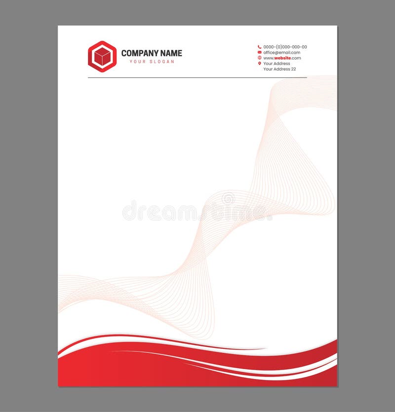 Red Business Letterhead Template for Print with Logo Stock Vector