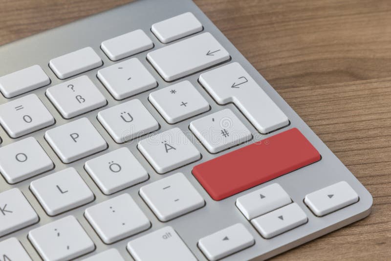 Red Button on modern Keyboard stock image Red Button on modern Keyboard stock image