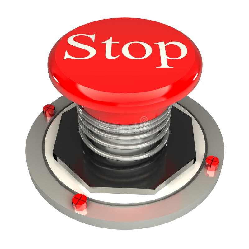 The red button, stop, 3d concept isolated