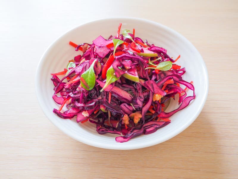 Red Cabbage Salad with Apples and Pecan Nuts for Christmas Dinner