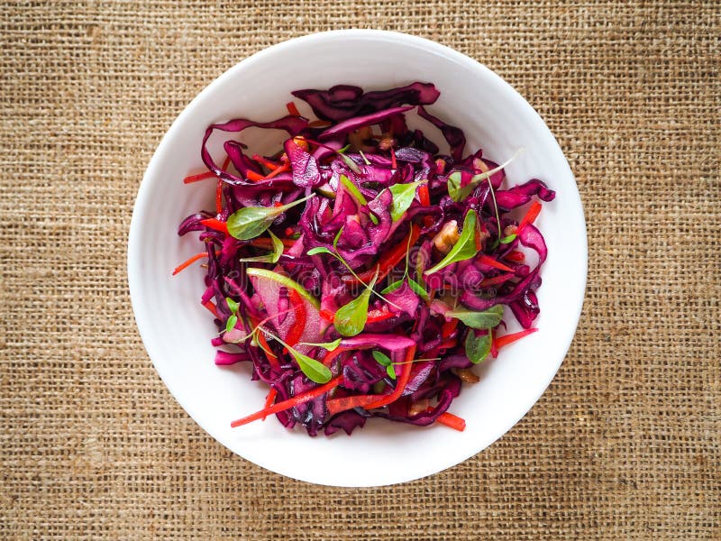Red Cabbage Salad with Apples and Pecan Nuts for Christmas Dinner