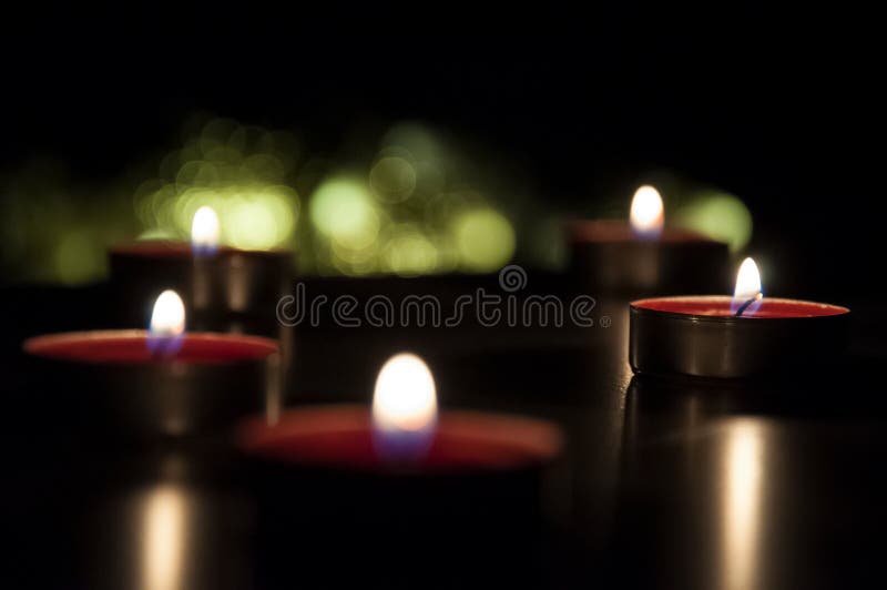 Red Candles Glowing in the Night Stock Photo Image of candlelight