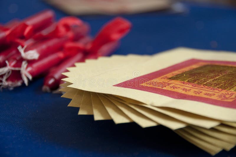 Red candles and Joss Paper (paper money)