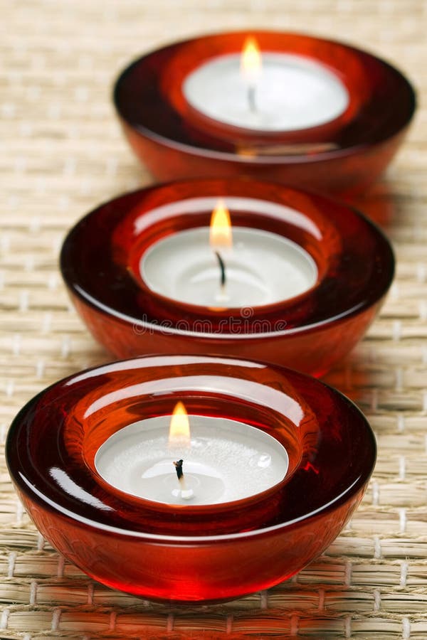 Red candles in spa stock photo. Image of petals, pamper 11294132