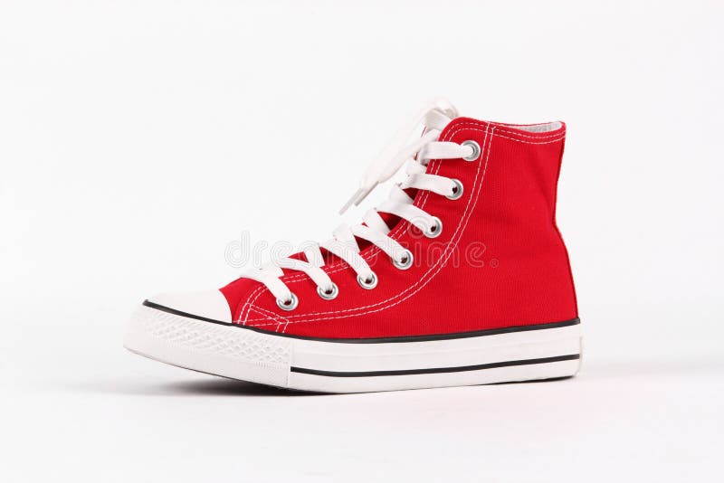 Red canvas shoes stock photo. Image of laces, colorful - 14138102