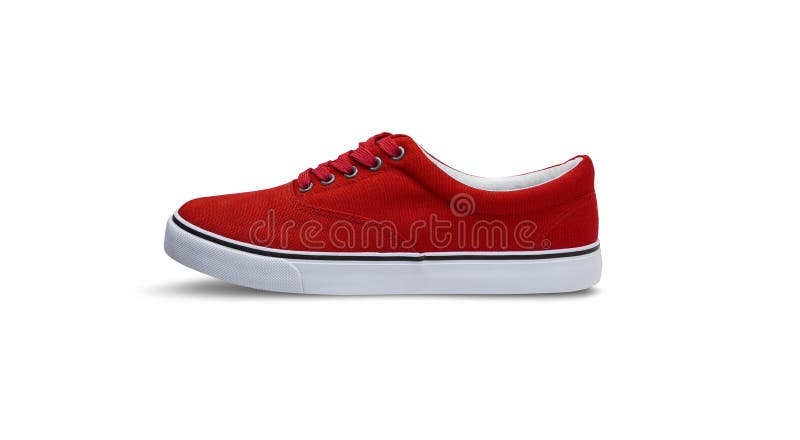 red and white canvas shoes