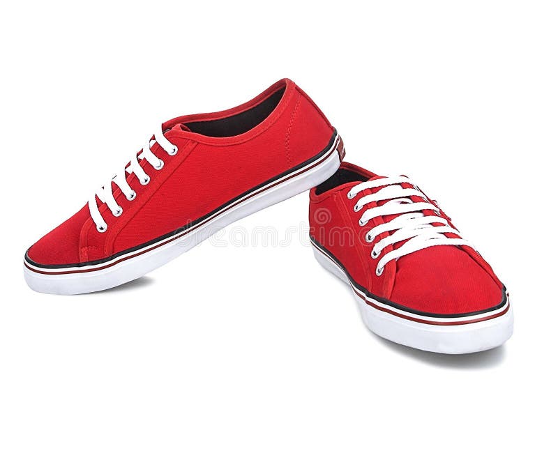 Red Canvas Shoes Isolated on White Background,Canvas Shoes in White ...