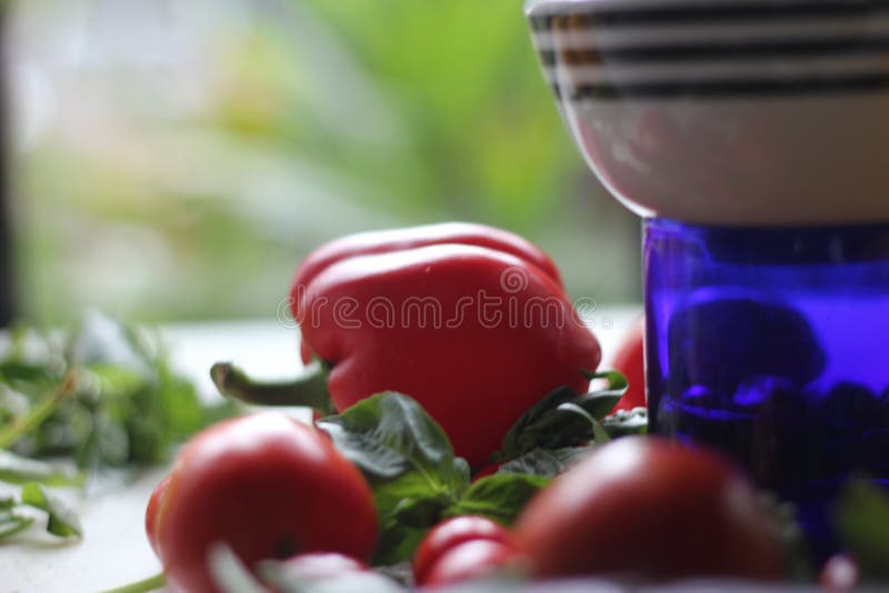 Red Capsicums stock images
