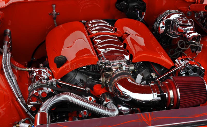 Car engine in red car stock photo. Image of motor, engine - 21214300