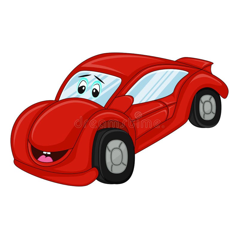 Red Car - with Eyes and Mouth Cartoon Vector Illustration Stock Vector -  Illustration of athletic, attractive: 167377186