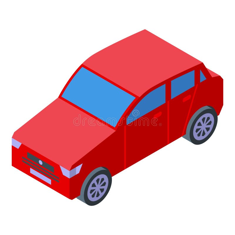 Red car isometric view representing modern transportation stock illustration