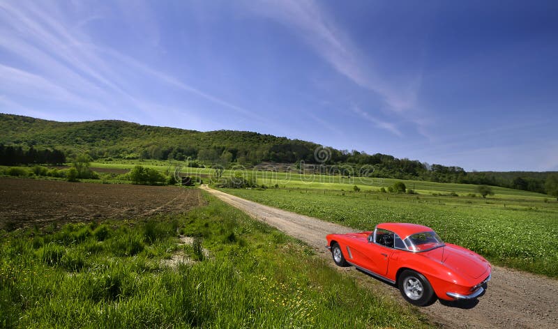 Red Car On Rural