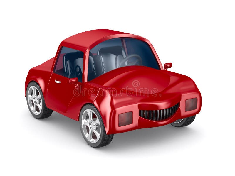 Red Car on White Background Stock Illustration Illustration of