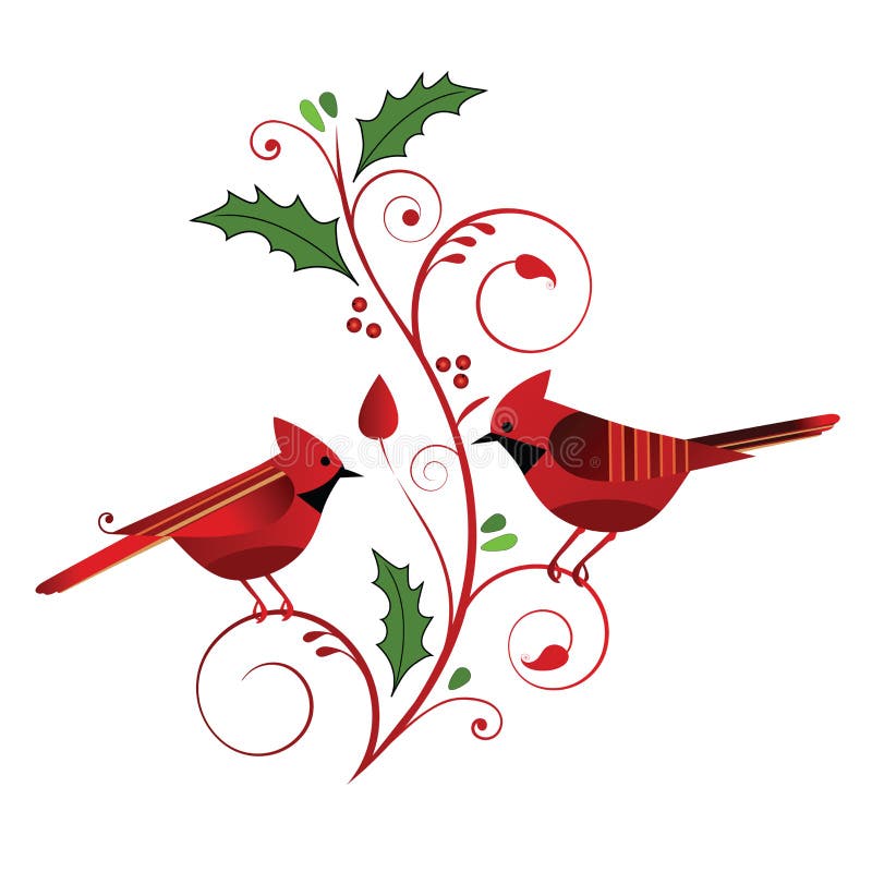 Red Cardinals and Christmas Flourish