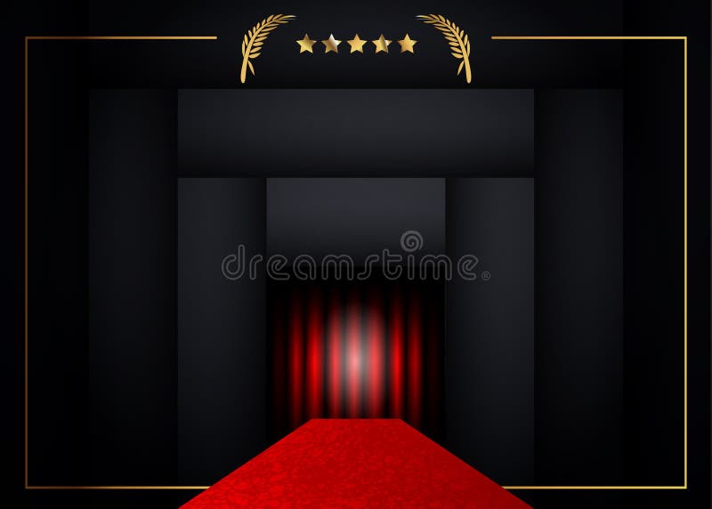 Sandet krøllet afstand Red Carpet Concept Background, Golden Frame and Gold Stars with Black  Background. VIP Entry Stock Vector - Illustration of oscar, carpet:  171979732