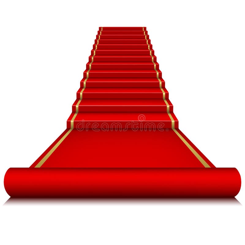 Red carpet with ladder stock illustration