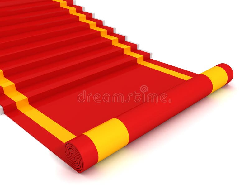 Red carpet ladder steps to success on white stock illustration