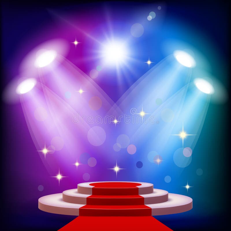 Red carpet with pedestal. vector illustration