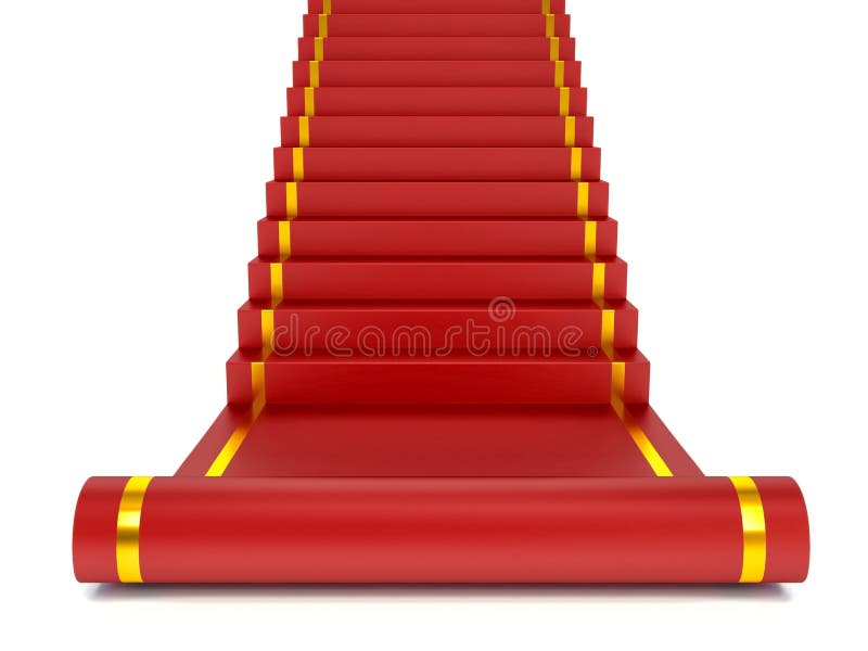 Red carpet on the success ladder. Concept. 3d illustration royalty free illustration