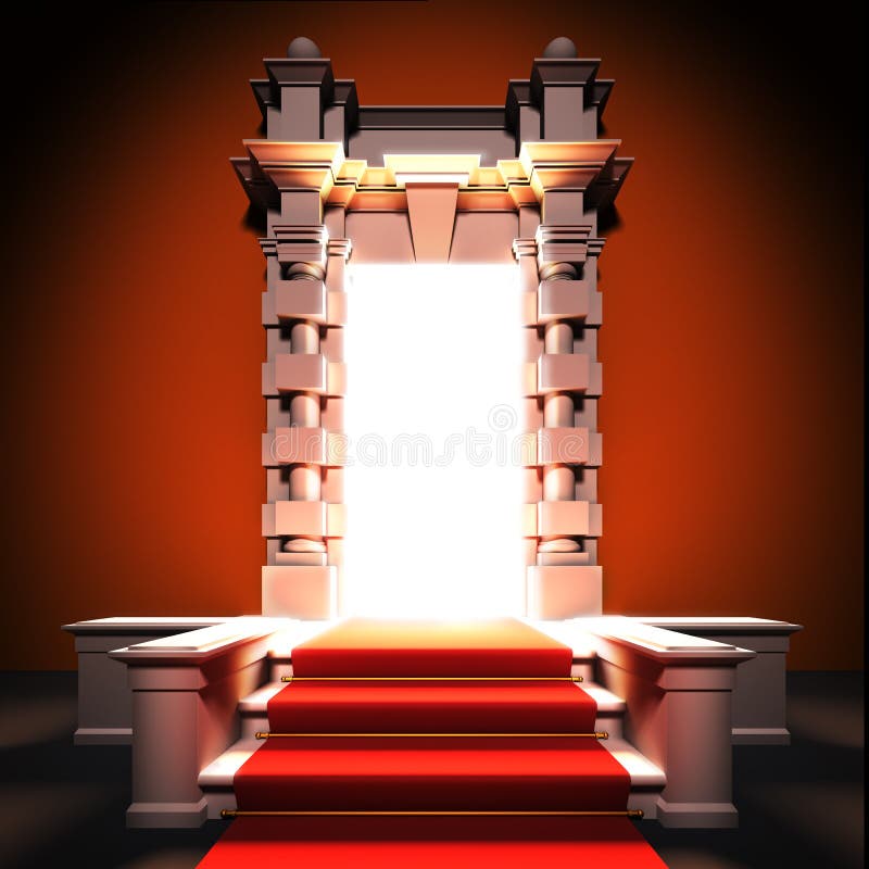 Red carpet way to classical portal.