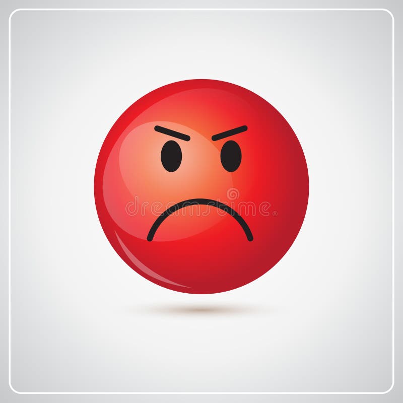 Red Cartoon Face Angry People Emotion Icon Stock Vector - Illustration