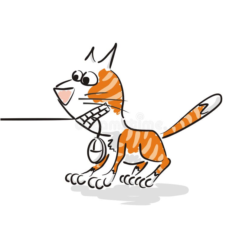 Red Cat with Mouse in Teeth stock illustration