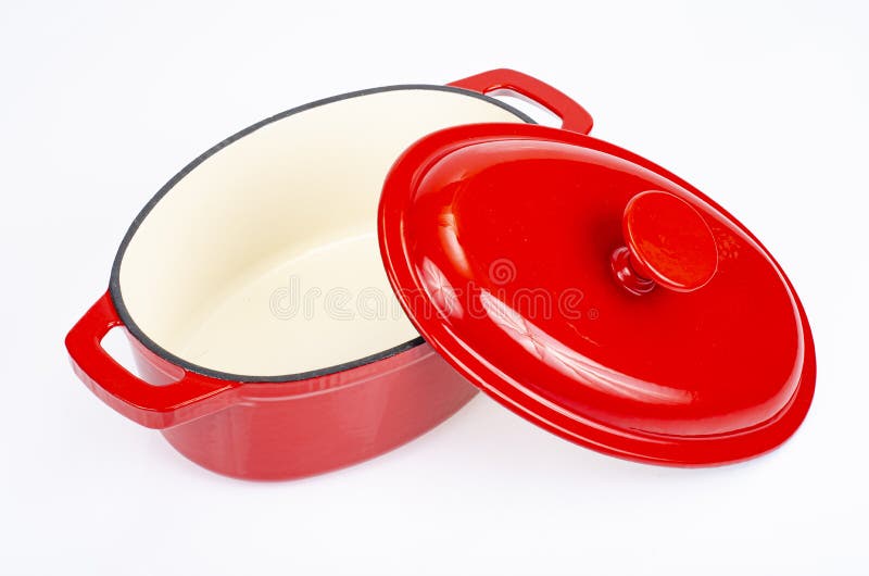 Red Ceramic Cast Iron Casserole Dish. Studio Photo Stock Image Image