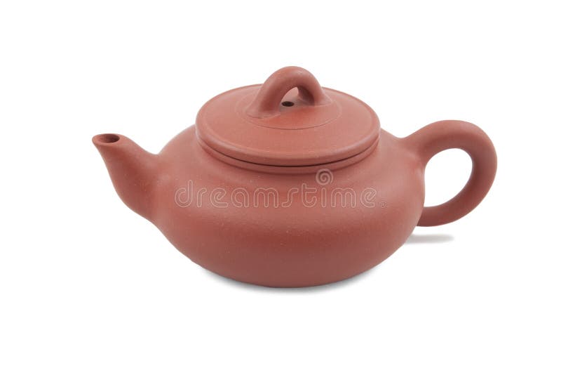 Red ceramic teapot