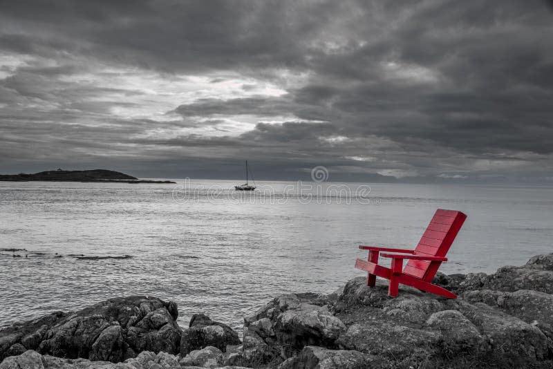 Red Chair Black And White Nature Background Stock Photo ...