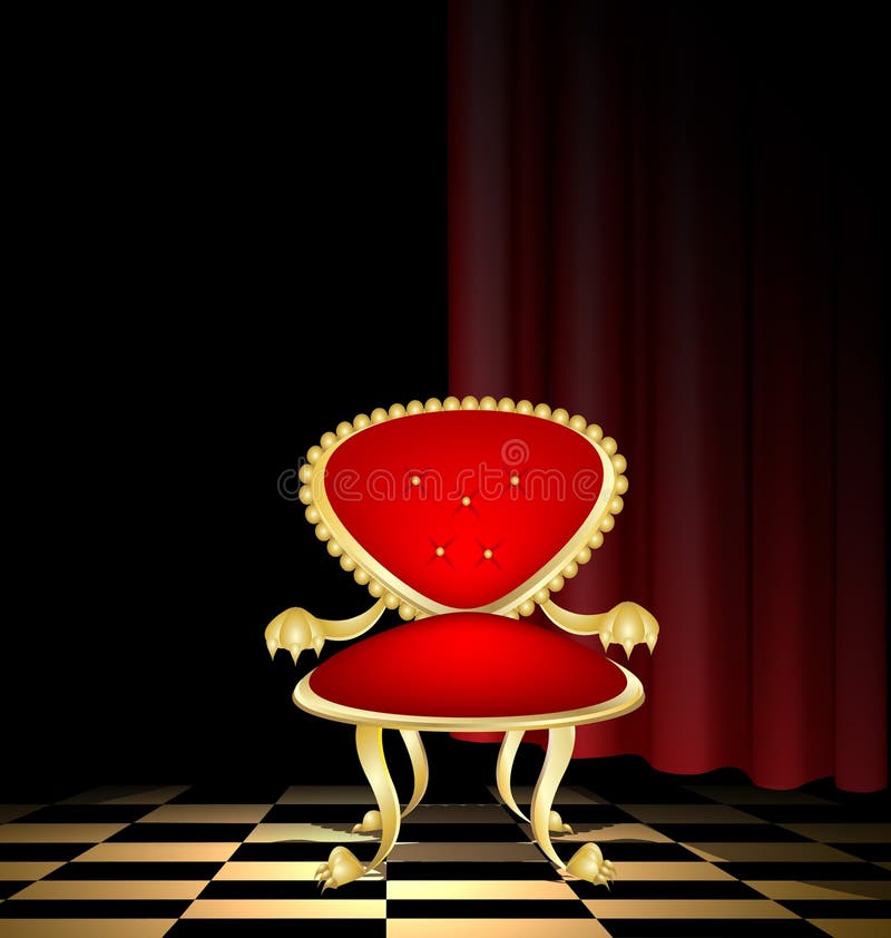 Red chair in a dark room stock vector. Illustration of floor 25420587