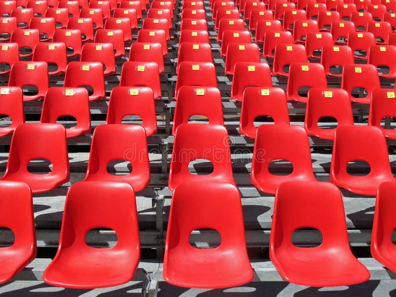 Red Chairs of Empty Stadium Stock Photo - Image of sitting, background ...
