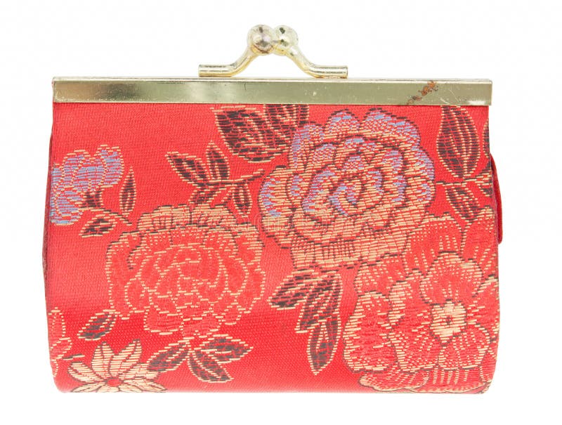 Red change purse chinese style isolated on white background, file includes a excellent clipping path