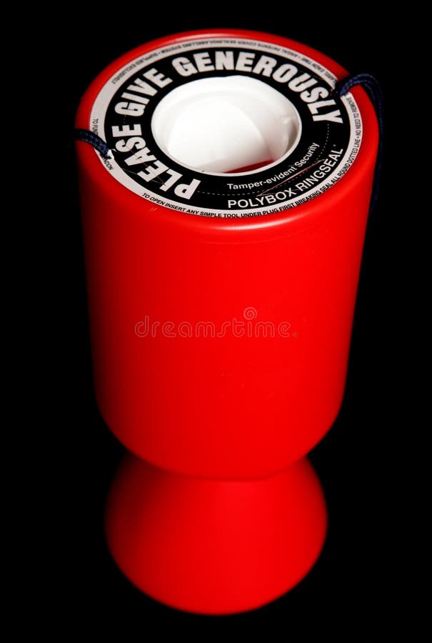 Red charity collection tin stock photo. Image of moneybox 14084212