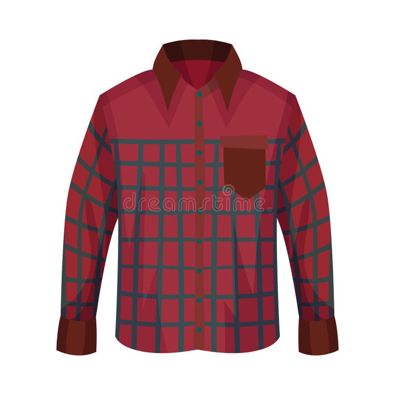 Red Checkered Buttoned Shirt with Long Sleeves and Pocket As Male ...