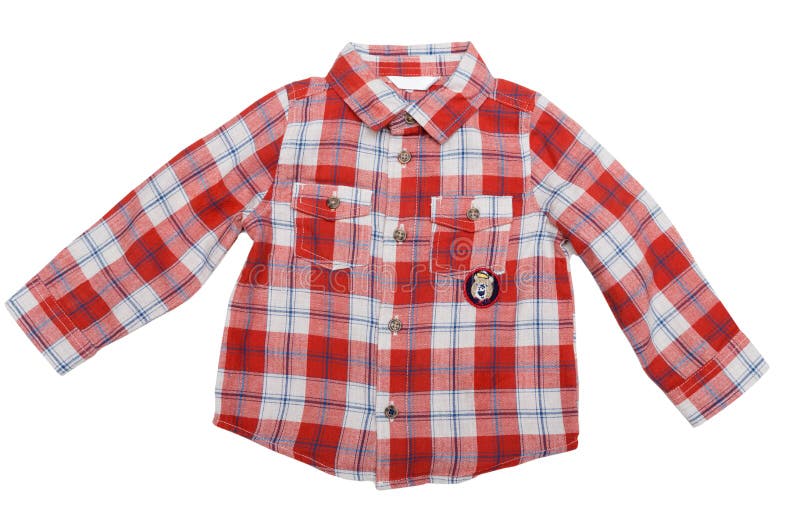 Checkered Children`s Shirt. Isolate on White Stock Photo - Image of ...