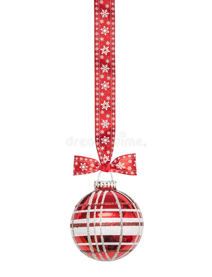 Red checkered Christmas sphere with red ribbon