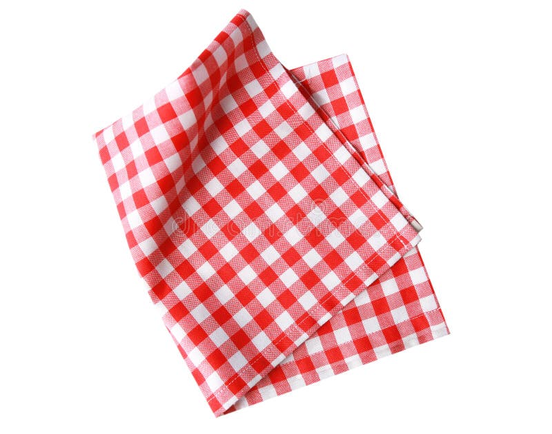 Red Checkered Folded Napkin,picnic Cloth,checked Kitchen Towel Stock