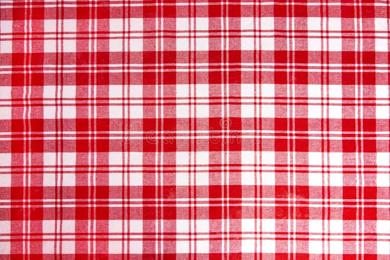 Red Checkered Tablecloth Fabric Background Texture Stock Photo - Image