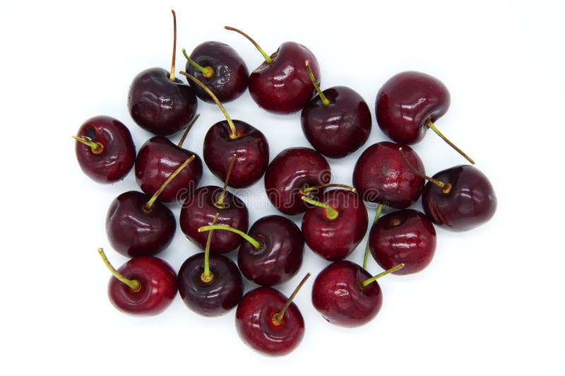 Red cherry fruit. stock photo. Image of food, people 98005740