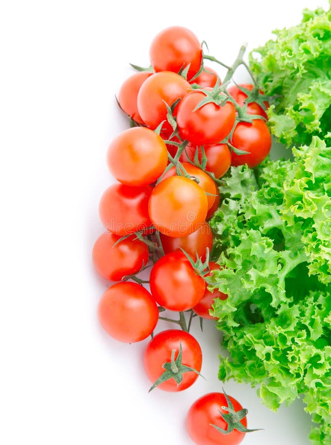 Red cherry tomato and salad lettuce