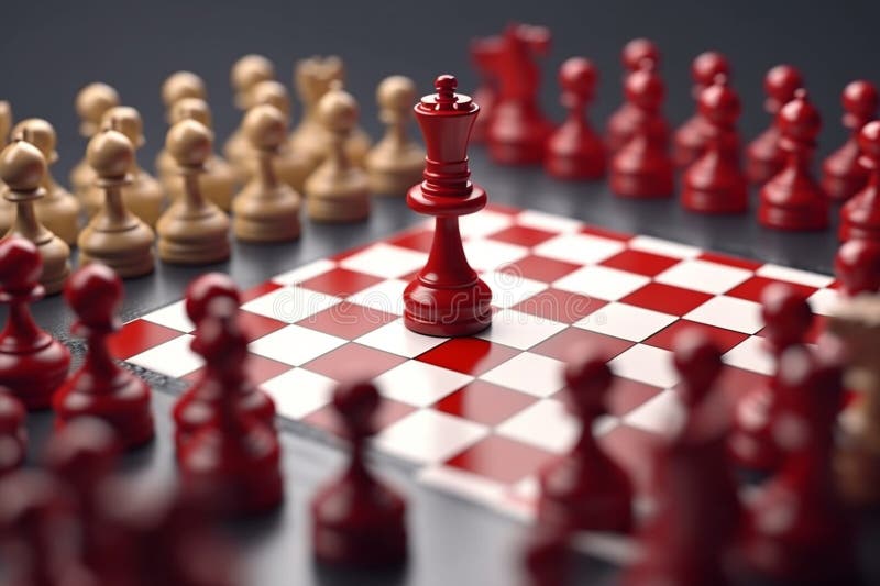 Chess piece on chessboard, competition success and strategy game play,  design created with Generative Ai Stock Illustration