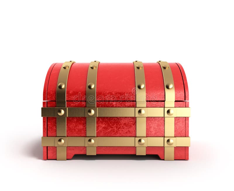 Red Chest Empty 3d Render on a White Background Stock Illustration