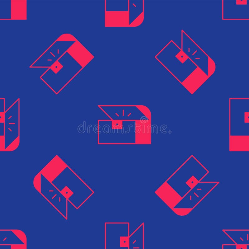 Red Chest for Game Icon Isolated Seamless Pattern on Blue Background