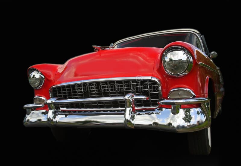 Red old chevy car on black background. Body cam stock images, royalty-free photos and pictures