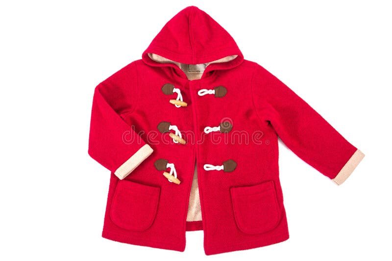 Red children jacket isolated on white background. Christmas jacket isolated