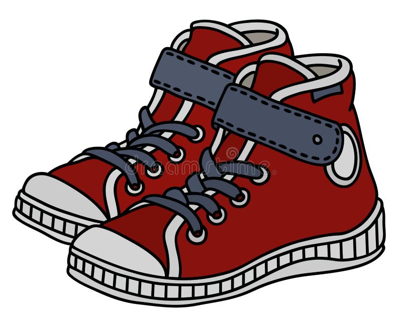 Red childrens sneakers stock vector. Illustration of footwear - 96714262