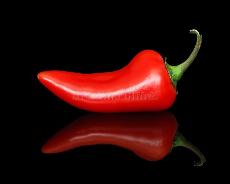 Red chili pepper stock image. Image of reflection, black 17977333