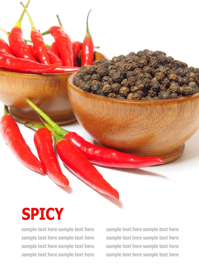 Red Chili Pepper and Black Pepper Spicy Isolated on White Stock Photo Image of plant, pepper