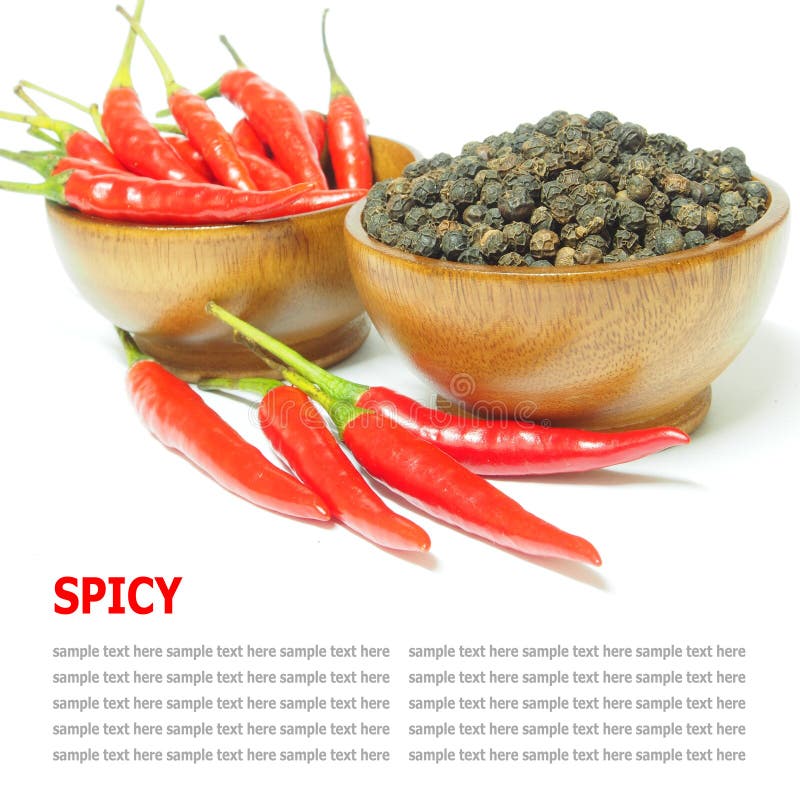 Red Chili Pepper and Black Pepper Spicy Isolated on White Stock Image Image of fresh, isolated